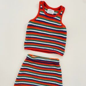 Zara girls crocheted knit skirt tank set